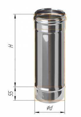 Дымоход Феррум нержавеющий (430/0,5 мм) ф115 L=0,5м